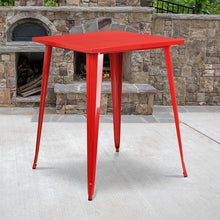 Load image into Gallery viewer, Commercial Grade 31.5" Square Red Metal Indoor-Outdoor Bar Height Table
