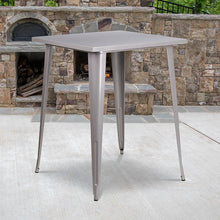 Load image into Gallery viewer, Commercial Grade 31.5" Square Silver Metal Indoor-Outdoor Bar Height Table
