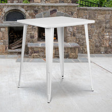 Load image into Gallery viewer, Commercial Grade 31.5" Square White Metal Indoor-Outdoor Bar Height Table
