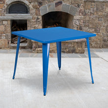 Load image into Gallery viewer, Commercial Grade 35.5" Square Blue Metal Indoor-Outdoor Table
