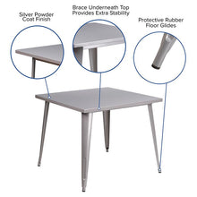 Load image into Gallery viewer, Commercial Grade 35.5" Square Silver Metal Indoor-Outdoor Table
