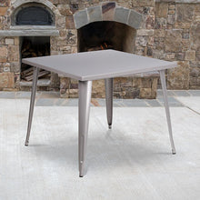 Load image into Gallery viewer, Commercial Grade 35.5" Square Silver Metal Indoor-Outdoor Table
