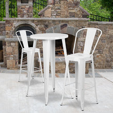 Load image into Gallery viewer, 24" Round White Metal Indoor-Outdoor Bar Table Set with 2 Cafe Stools
