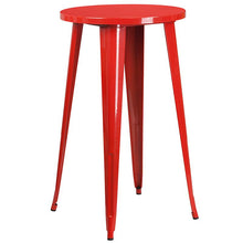 Load image into Gallery viewer, 24" Round Red Metal Indoor-Outdoor Bar Table Set with 2 Seat Backless Stools
