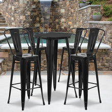 Load image into Gallery viewer, 24" Round Black Metal Indoor-Outdoor Bar Table Set with 4 Cafe Stools
