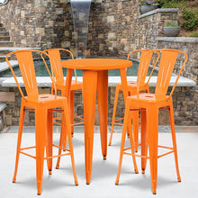 Load image into Gallery viewer, 24" Round Orange Metal Indoor-Outdoor Bar Table Set with 4 Cafe Stools
