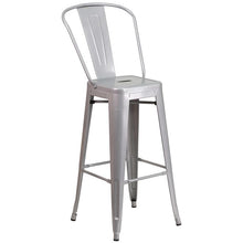 Load image into Gallery viewer, 24" Round Silver Metal Indoor-Outdoor Bar Table Set with 4 Cafe Stools

