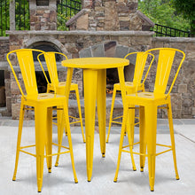 Load image into Gallery viewer, 24" Round Yellow Metal Indoor-Outdoor Bar Table Set with 4 Cafe Stools
