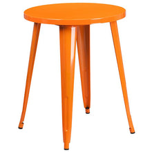 Load image into Gallery viewer, 24" Round Orange Metal Indoor-Outdoor Table Set with 2 Arm Chairs
