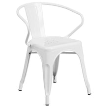 Load image into Gallery viewer, 24" Round White Metal Indoor-Outdoor Table Set with 4 Arm Chairs
