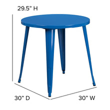 Load image into Gallery viewer, Commercial Grade 30" Round Blue Metal Indoor-Outdoor Table
