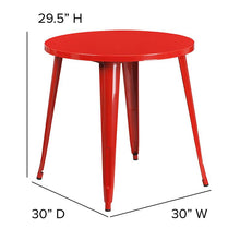 Load image into Gallery viewer, Commercial Grade 30" Round Red Metal Indoor-Outdoor Table
