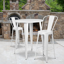 Load image into Gallery viewer, 30" Round White Metal Indoor-Outdoor Bar Table Set with 2 Cafe Stools
