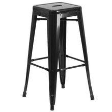 Load image into Gallery viewer, 30" Round Black Metal Indoor-Outdoor Bar Table Set with 2 Seat Backless Stools
