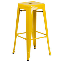 Load image into Gallery viewer, 30" Round Yellow Metal Indoor-Outdoor Bar Table Set with 2 Seat Backless Stools
