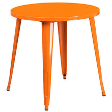 Load image into Gallery viewer, 30" Round Orange Metal Indoor-Outdoor Table Set with 2 Arm Chairs
