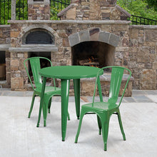 Load image into Gallery viewer, 30" Round Green Metal Indoor-Outdoor Table Set with 2 Cafe Chairs
