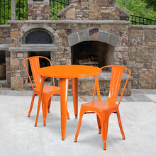 Load image into Gallery viewer, 30" Round Orange Metal Indoor-Outdoor Table Set with 2 Cafe Chairs
