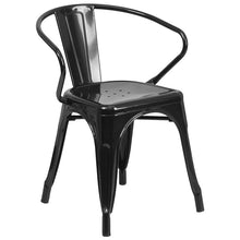 Load image into Gallery viewer, 30" Round Black Metal Indoor-Outdoor Table Set with 4 Arm Chairs
