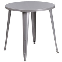 Load image into Gallery viewer, 30" Round Silver Metal Indoor-Outdoor Table Set with 4 Cafe Chairs
