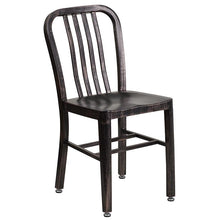 Load image into Gallery viewer, 30" Round Black-Antique Gold Metal Table Set with 4 Vertical Slat Back Chairs

