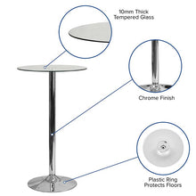 Load image into Gallery viewer, 23.5'' Round Glass Table with 35.5''H Chrome Base

