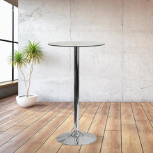Load image into Gallery viewer, 23.5'' Round Glass Table with 35.5''H Chrome Base
