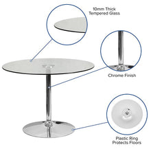 Load image into Gallery viewer, 39.25'' Round Glass Table with 29''H Chrome Base
