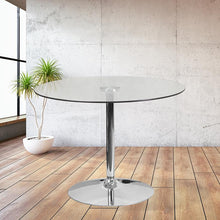 Load image into Gallery viewer, 39.25'' Round Glass Table with 29''H Chrome Base
