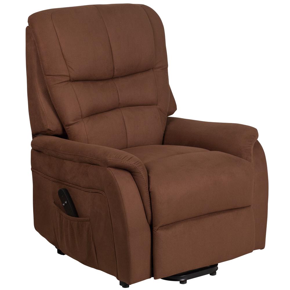 Brown Microfiber Remote Powered Lift Recliner for Elderly