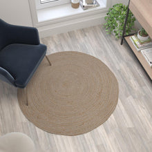Load image into Gallery viewer, 4 Foot Round Braided Design Natural Jute and Polyester Blend Indoor Area Rug
