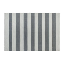 Load image into Gallery viewer, 5' x 7' Grey &amp; White Striped Handwoven Cabana Style Stain Resistant Area Rug
