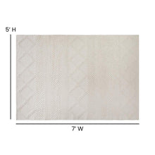 Load image into Gallery viewer, 5' x 7' Ivory, White Geometric Design Handwoven Area Rug
