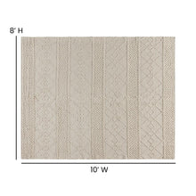 Load image into Gallery viewer, 8' x 10' Ivory Geometric Design Handwoven Area Rug - Wool/Polyester/Cotton Blend
