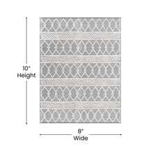 Load image into Gallery viewer, Geometric 8'x10' Area Rug - Hand Woven Gray Area Rug with Ivory Diamond Pattern
