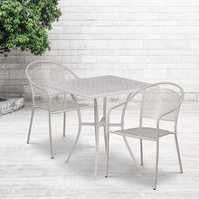 Load image into Gallery viewer, 28" Light Gray Indoor-Outdoor Steel Patio Table Set with 2 Round Back Chairs
