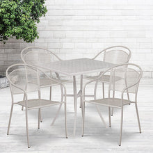 Load image into Gallery viewer, 28" Light Gray Indoor-Outdoor Steel Patio Table Set with 4 Round Back Chairs
