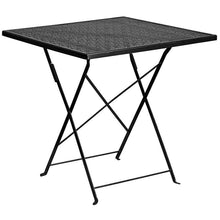 Load image into Gallery viewer, 28" Black Indoor-Outdoor Steel Folding Patio Table Set with 2 Round Back Chairs
