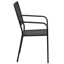 Load image into Gallery viewer, Commercial Grade Black Indoor-Outdoor Steel Patio Arm Chair with Square Back

