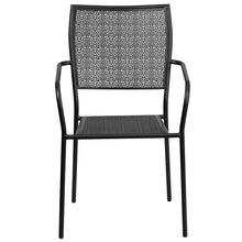 Load image into Gallery viewer, Commercial Grade Black Indoor-Outdoor Steel Patio Arm Chair with Square Back

