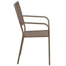 Load image into Gallery viewer, Commercial Grade Gold Indoor-Outdoor Steel Patio Arm Chair with Square Back

