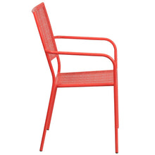 Load image into Gallery viewer, Commercial Grade Coral Indoor-Outdoor Steel Patio Arm Chair with Square Back
