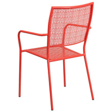 Load image into Gallery viewer, Commercial Grade Coral Indoor-Outdoor Steel Patio Arm Chair with Square Back

