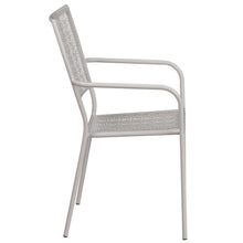 Load image into Gallery viewer, Light Gray Indoor-Outdoor Steel Patio Arm Chair with Square Back
