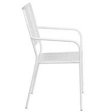 Load image into Gallery viewer, Commercial Grade White Indoor-Outdoor Steel Patio Arm Chair with Square Back
