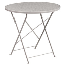 Load image into Gallery viewer, 30" Round Light Gray Indoor-Steel Folding Patio Table Set with 2 Back Chairs
