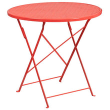 Load image into Gallery viewer, 30" Round Coral Indoor-Steel Folding Patio Table Set with 2 Round Back Chairs
