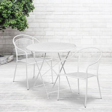 Load image into Gallery viewer, 30" Round White Indoor-Steel Folding Patio Table Set with 2 Round Back Chairs
