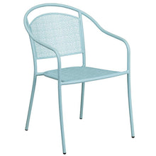 Load image into Gallery viewer, 30" Round Sky Blue Indoor-Steel Folding Patio Table Set with 4 Round Back Chairs
