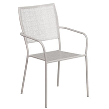 Load image into Gallery viewer, 35.25" Round Light Gray Indoor-Outdoor Steel Patio Table Set with 4 Back Chairs
